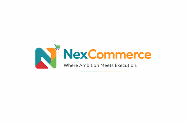 NexCommerce logo with tagline 'Where Ambition Meets Execution' on a white background