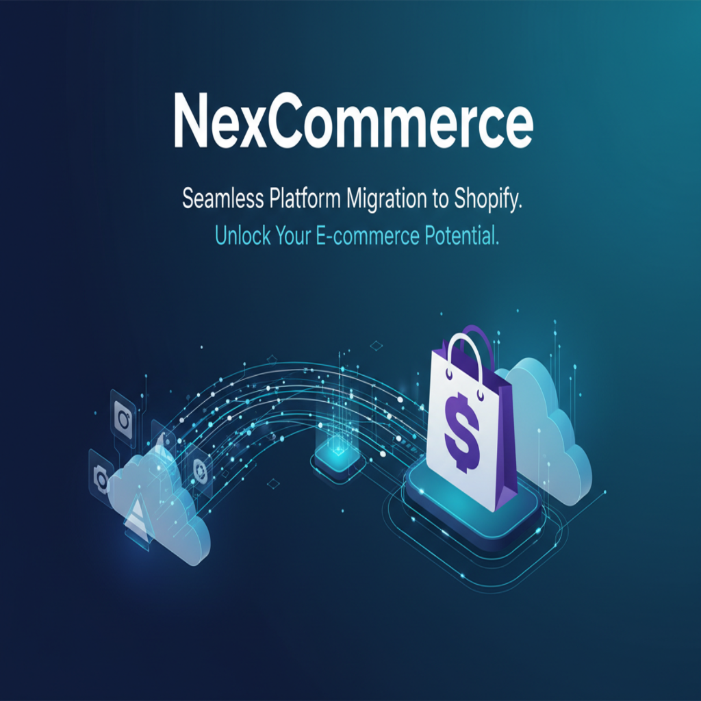 generate image for platform migration to shopify service based offering and add NexCommerce